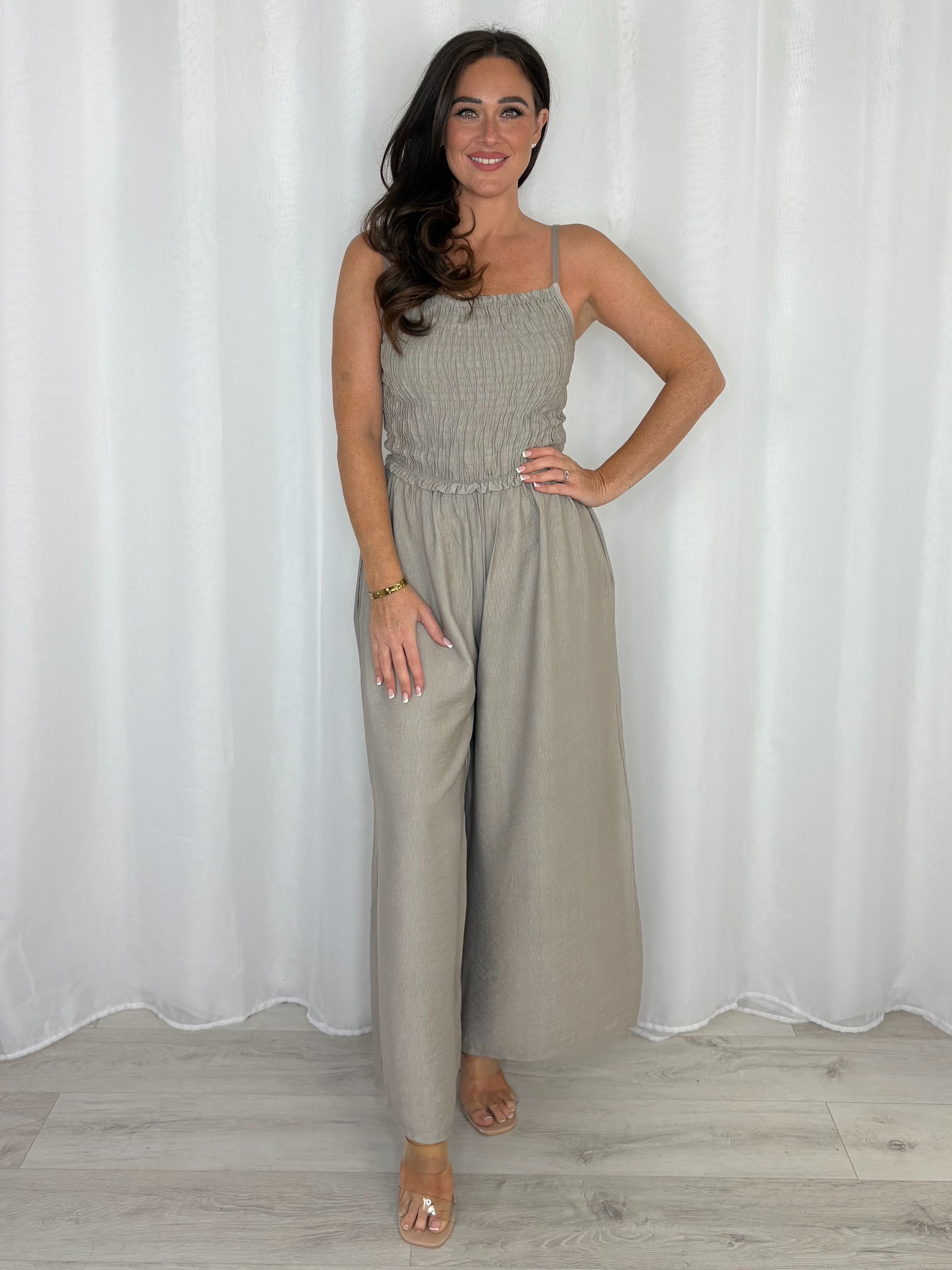 Smocked Wide Leg Jumpsuit (4 Colours)