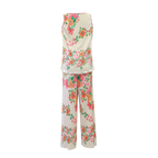 Colorful Floral Patterns V-Neck Vest Top & Pleated Pants