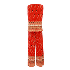 Bohemian Tribal Print V-Neck Vest Top & Pleated Pants