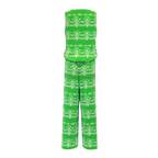 Green Elegant Floral Pot Patterns V-Neck Vest Top & Pleated Pants