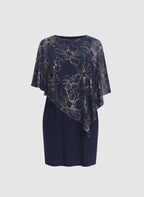 Metallic Floral Overlay Dress