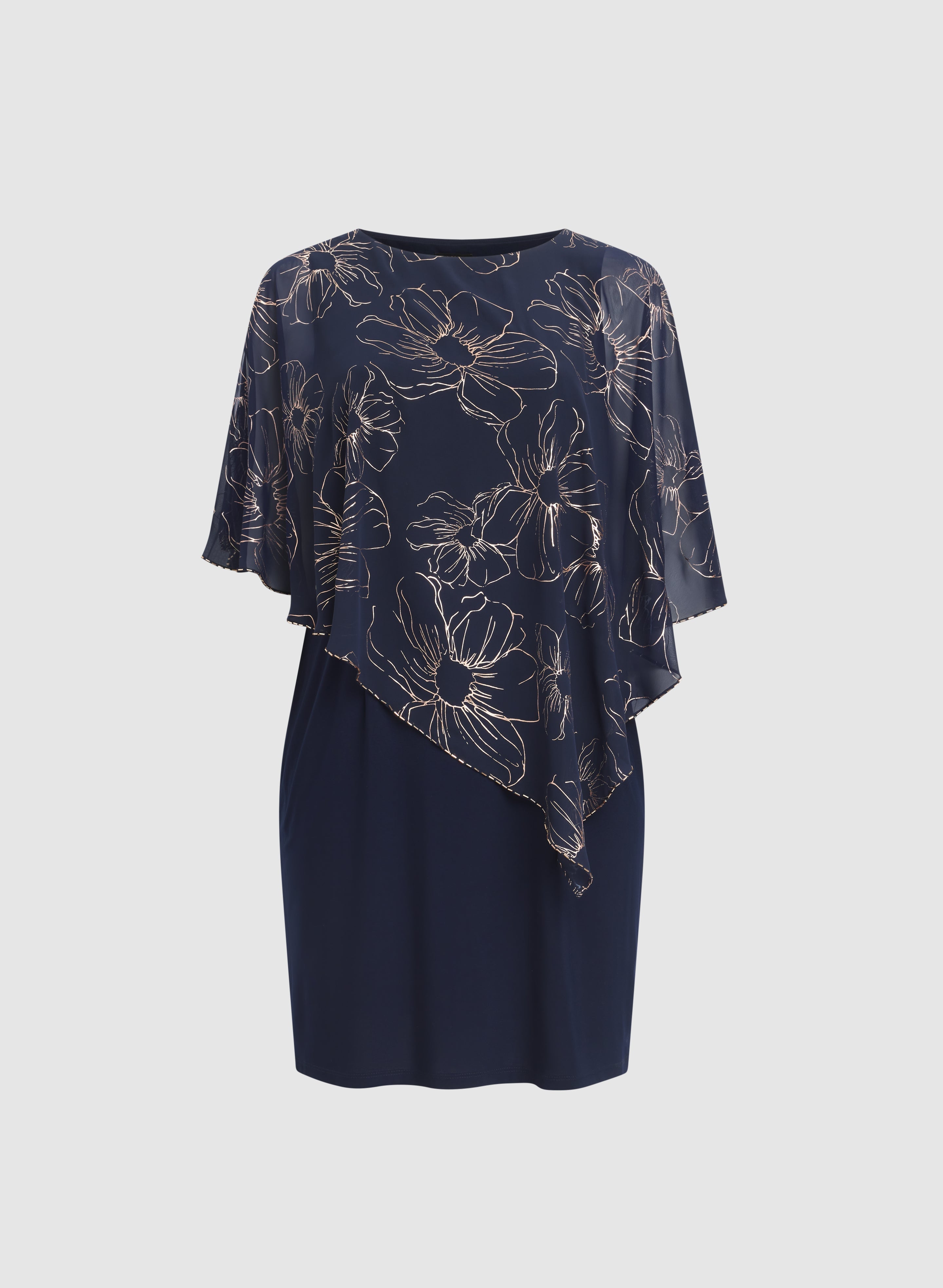 Metallic Floral Overlay Dress