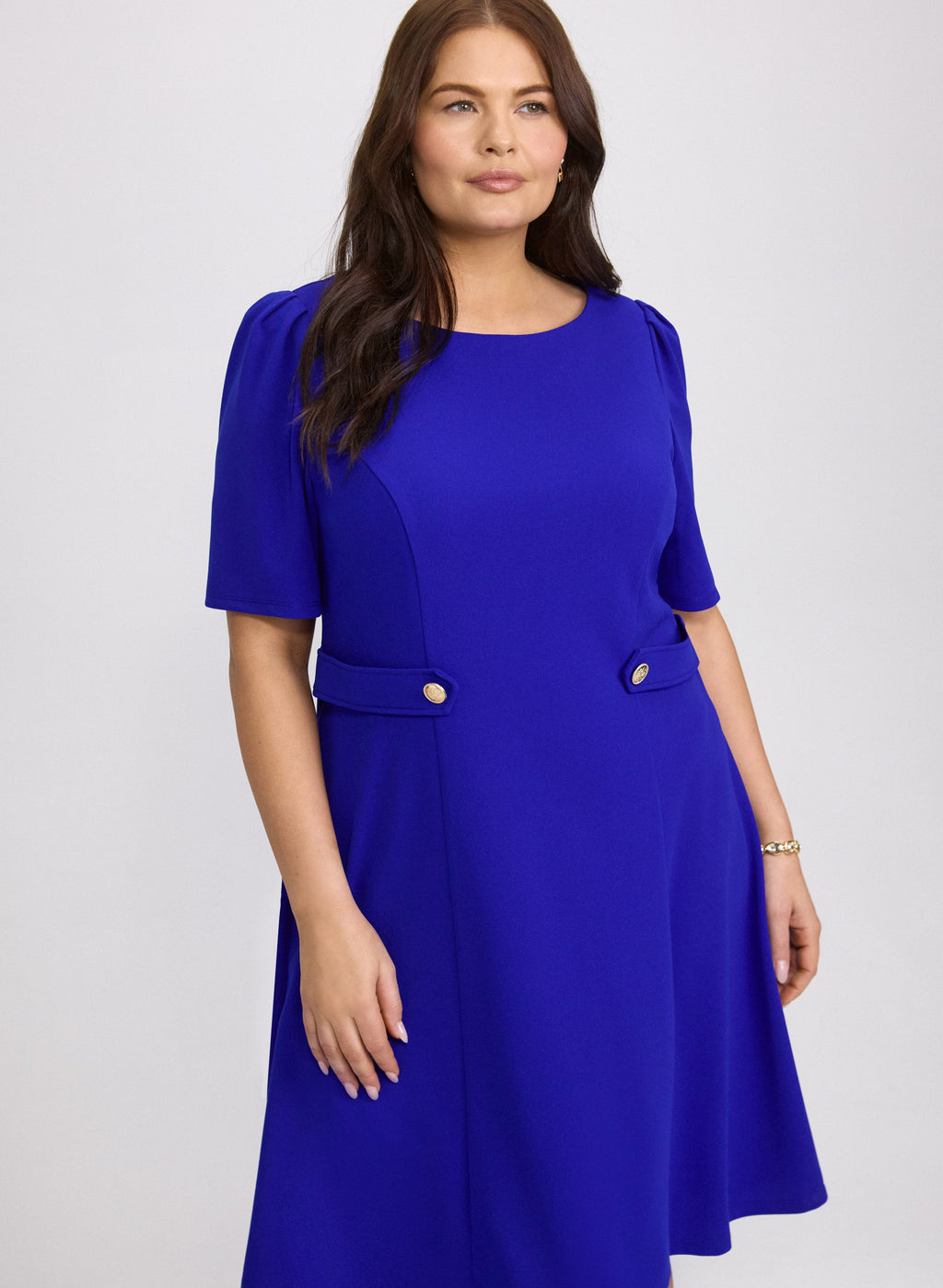 Buttoned-Tab Detail Dress