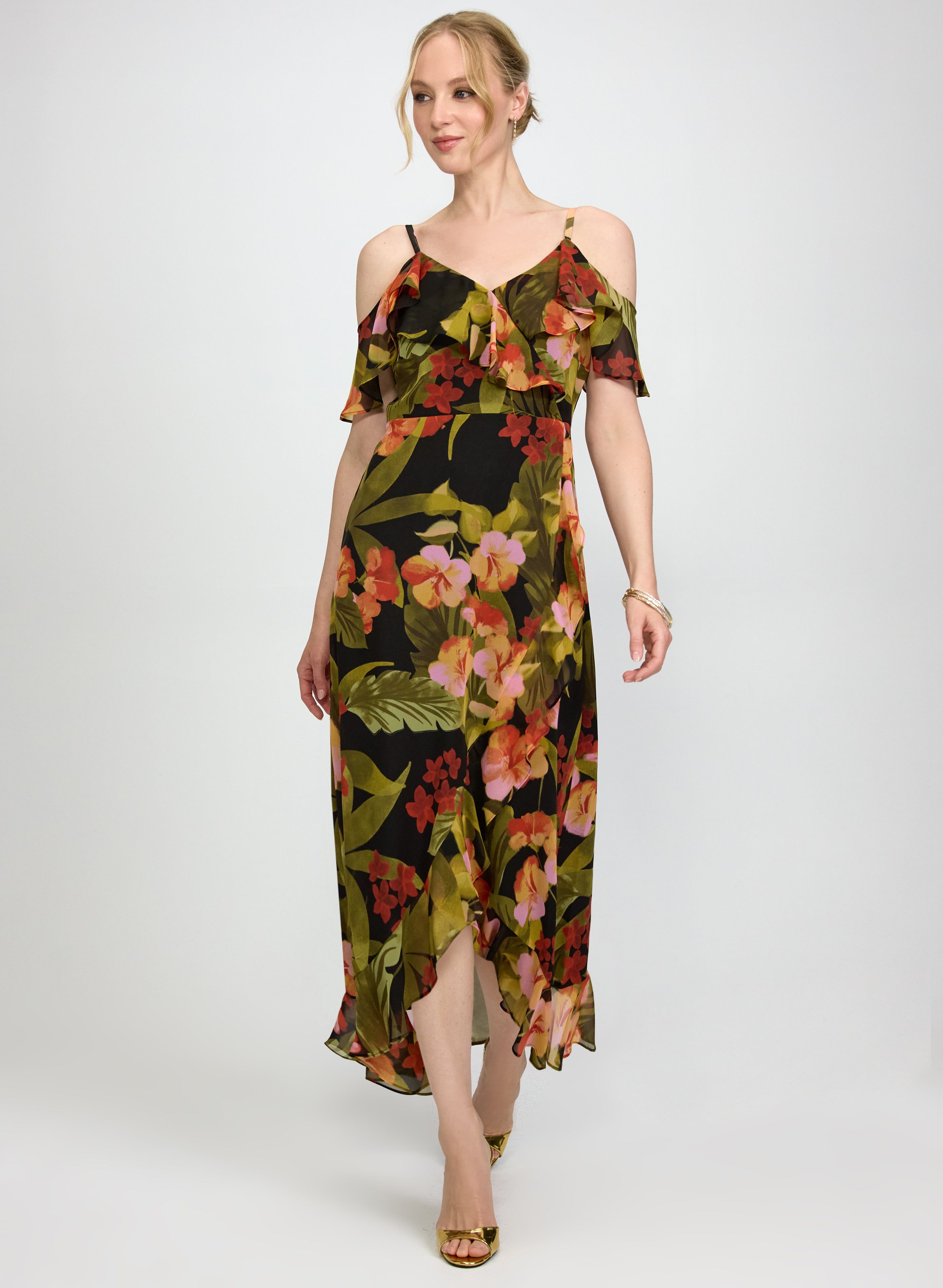 Floral Chiffon Midi Dress