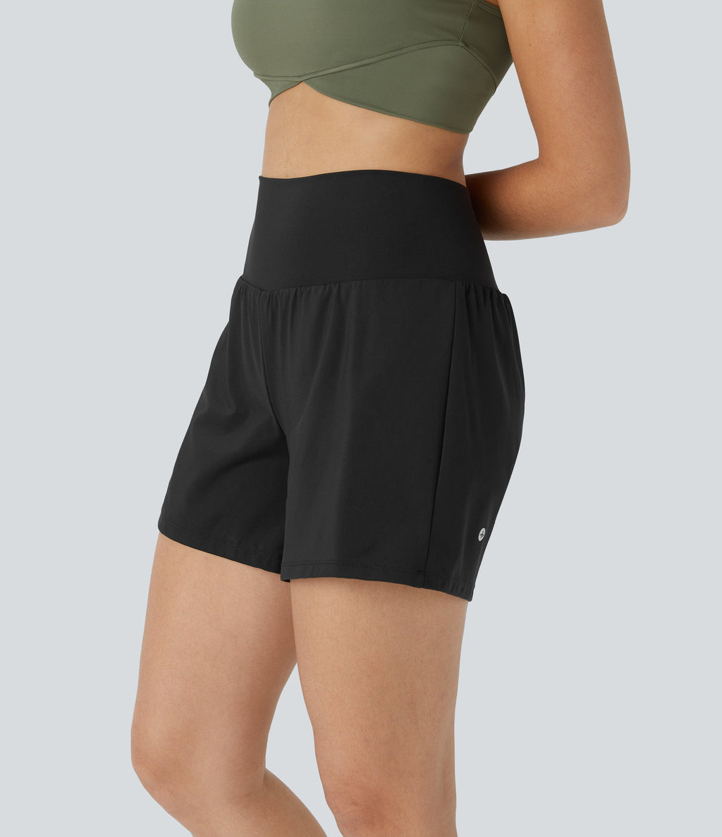2026🔥UK Super High Waisted Back Pocket & Side Hidden Pocket 2-in-1 Yoga Shorts