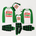 "2025 Family Christmas" Moose Letter Prints Green Rotator Cuff Top With Green & Black Plaid Family Matching Pajamas