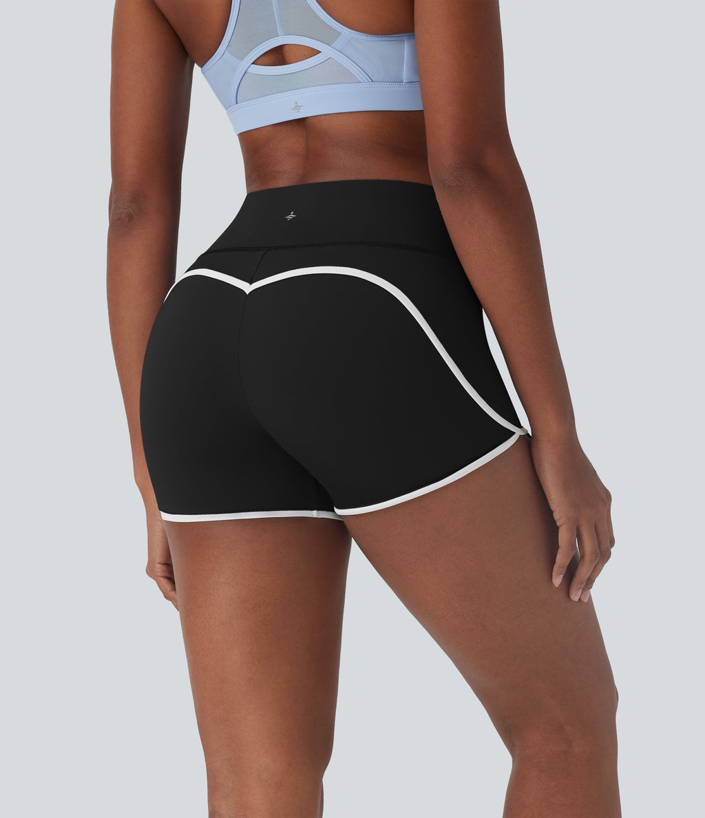 SoftlyZeroTM Airy SoCinched Mid Rise Tummy Control Color Block Cool Touch Yoga Biker Shorts 3''-UPF50+