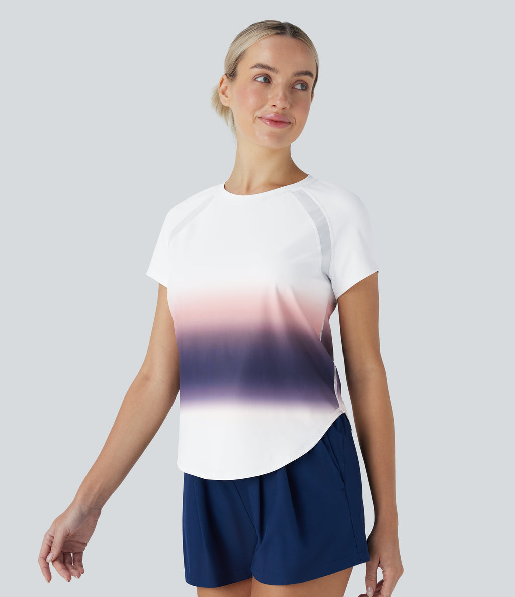 SoftlyZeroTM QuickDry Round Neck Short Sleeve Gradient Running Sports Top