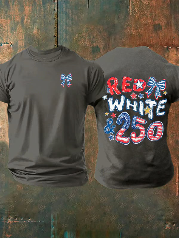 Men's  RED WHITE &250  Print  T-Shirt