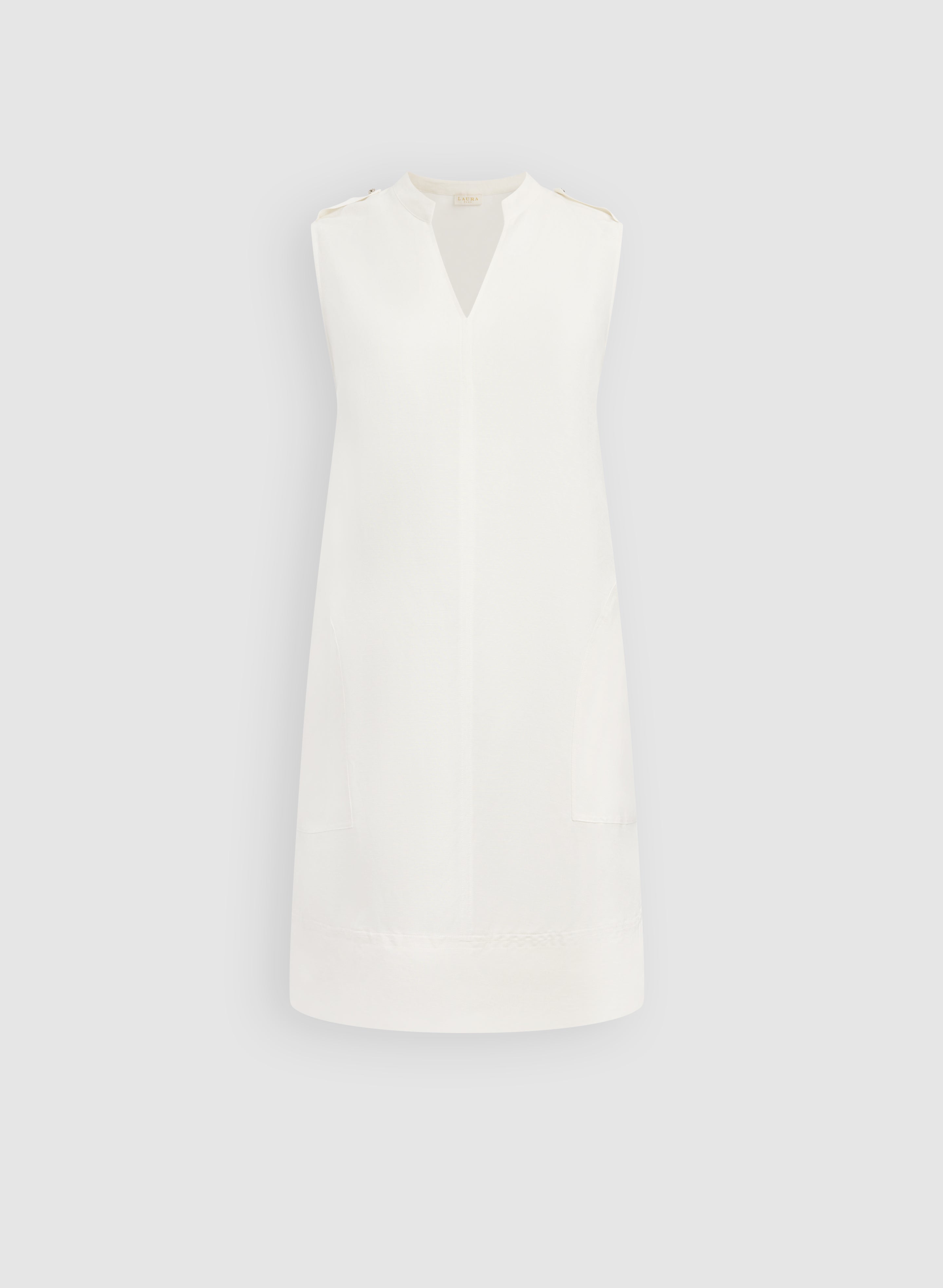 Linen-Blend Pocket Dress