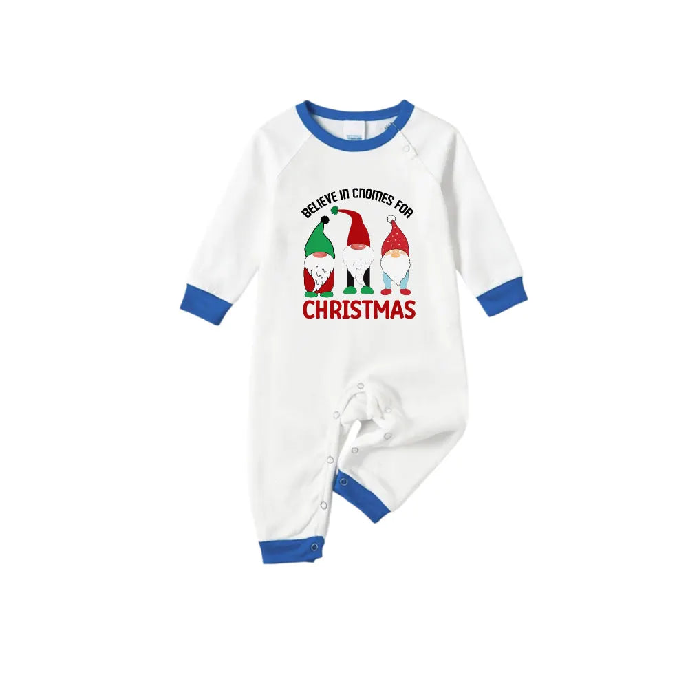 Christmas Holiday Family Blue PJ Set Complete with Gnome Pattern Print