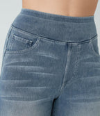 2026🔥FlexTM High Waisted Multiple Pockets Washed Stretchy Knit Casual Bootcut Jeans