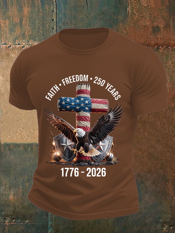Men's  Faith-Freedom-Legacy 250 years strong Print T-Shirt