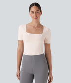 Seamless Flow Smoothing Square Neck Adjustable Leg Straps Work Bodysuit-Easy Peezy