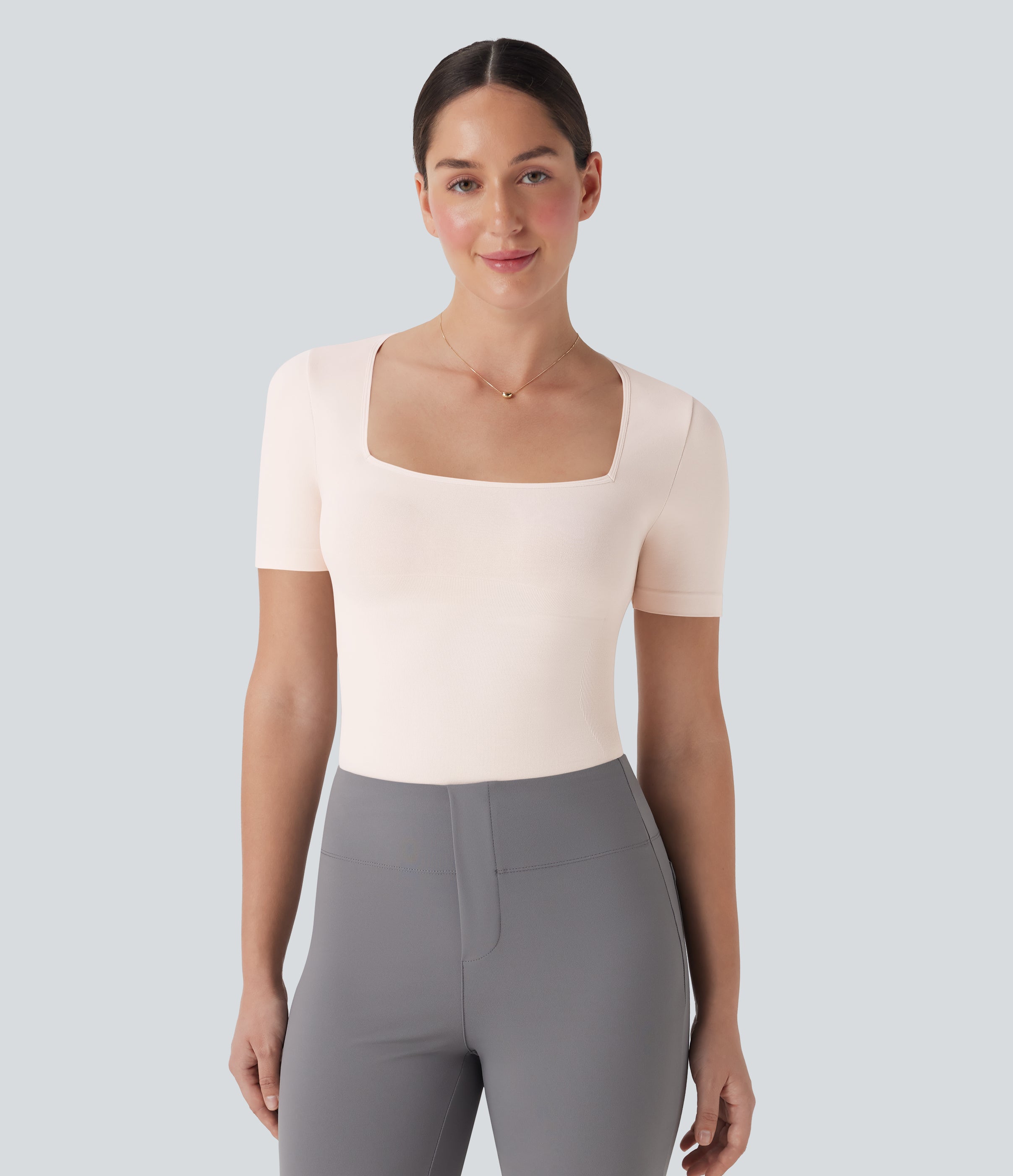 Seamless Flow Smoothing Square Neck Adjustable Leg Straps Work Bodysuit-Easy Peezy
