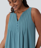 BreezefulTM V Neck Sleeveless Layered Flowy Quick Dry Midi Casual Dress