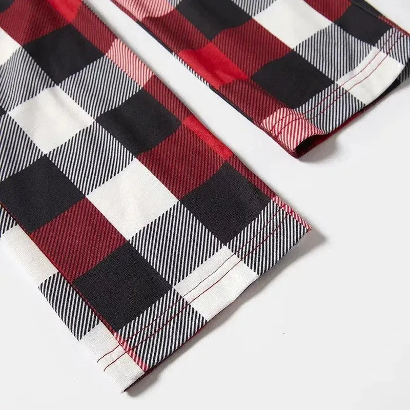 "2025 Family Christmas" Letter Print Red & Black & Grey & White Plaid Family Matching Pajamas