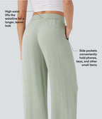 2026🔥 High Waisted Drawstring Pocket Wide Leg Casual Linen-Feel Pants