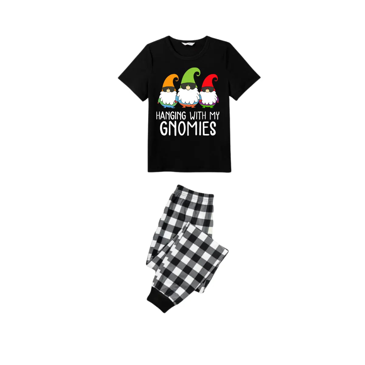 Couple Short Sleeve Pajamas With Hanging With My Gnomies Printed