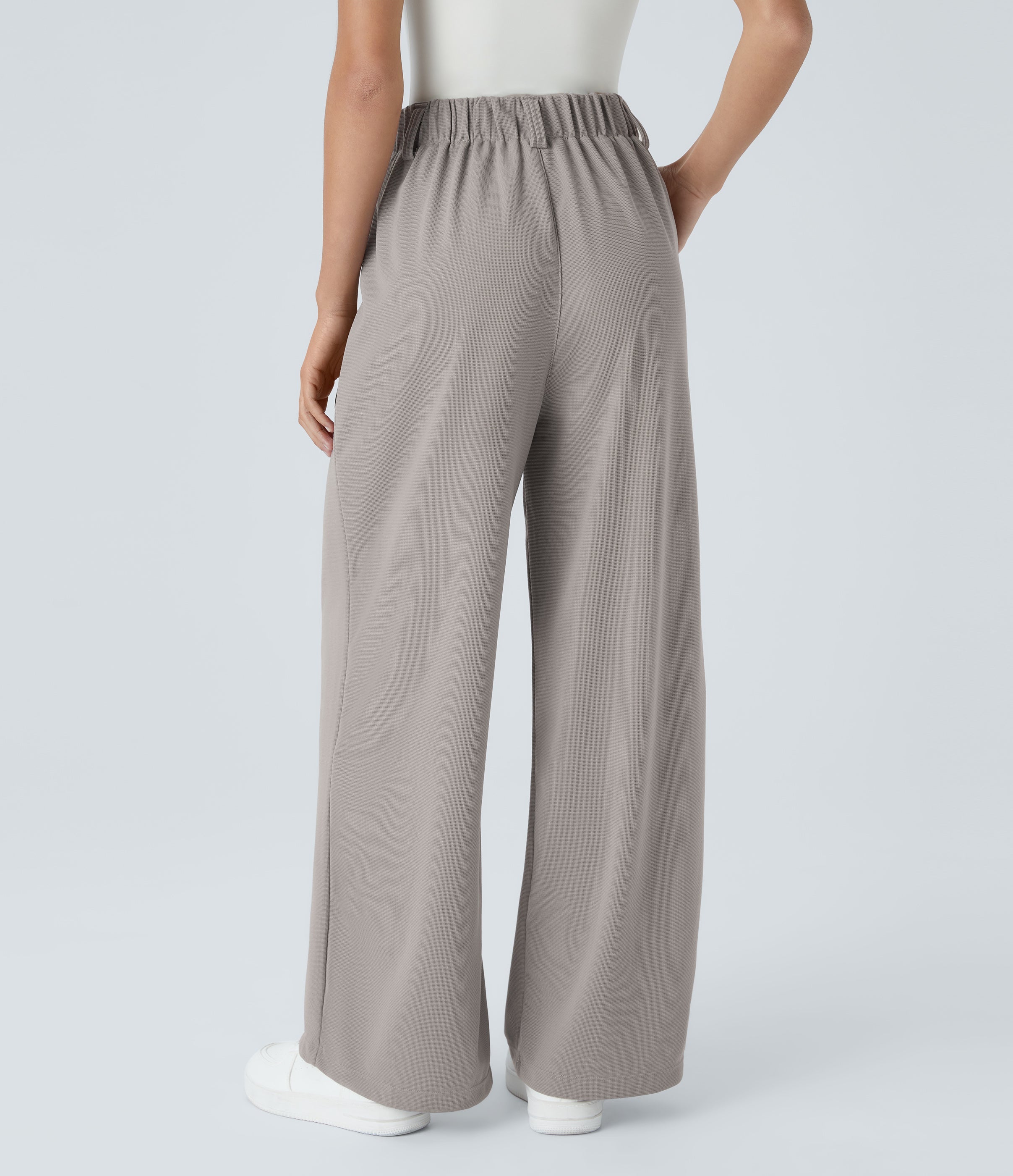 FlexTM High Waisted Side Pocket Wide Leg Waffle Work Pants