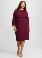 Buttoned-Tab Sheath Dress - Plus