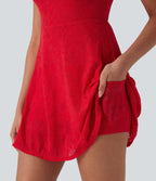 Lace 2-in-1 Mini Dance Active Dress with Pockets-Easy Peezy