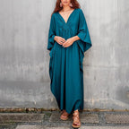 Batwing Ruched Kaftan Dress