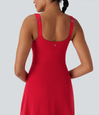 SoftlyZeroTM Plush Push-Up Molded Cups Zipper 2-in-1 Yoga Active Dress with Pockets-Easy Peezy