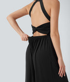Built-in Bra Wide Leg Casual Jumpsuit with Pockets-Easy Peezy Edition