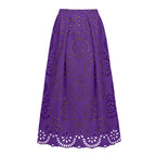 Purple Scalloped Hollow Sexy One-Piece Swimsuit&Skirt