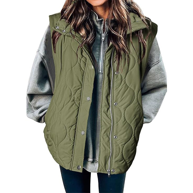 Women Cropped Puffer Vest Stand Collar Sleeveless Lightweight Quilted Vest