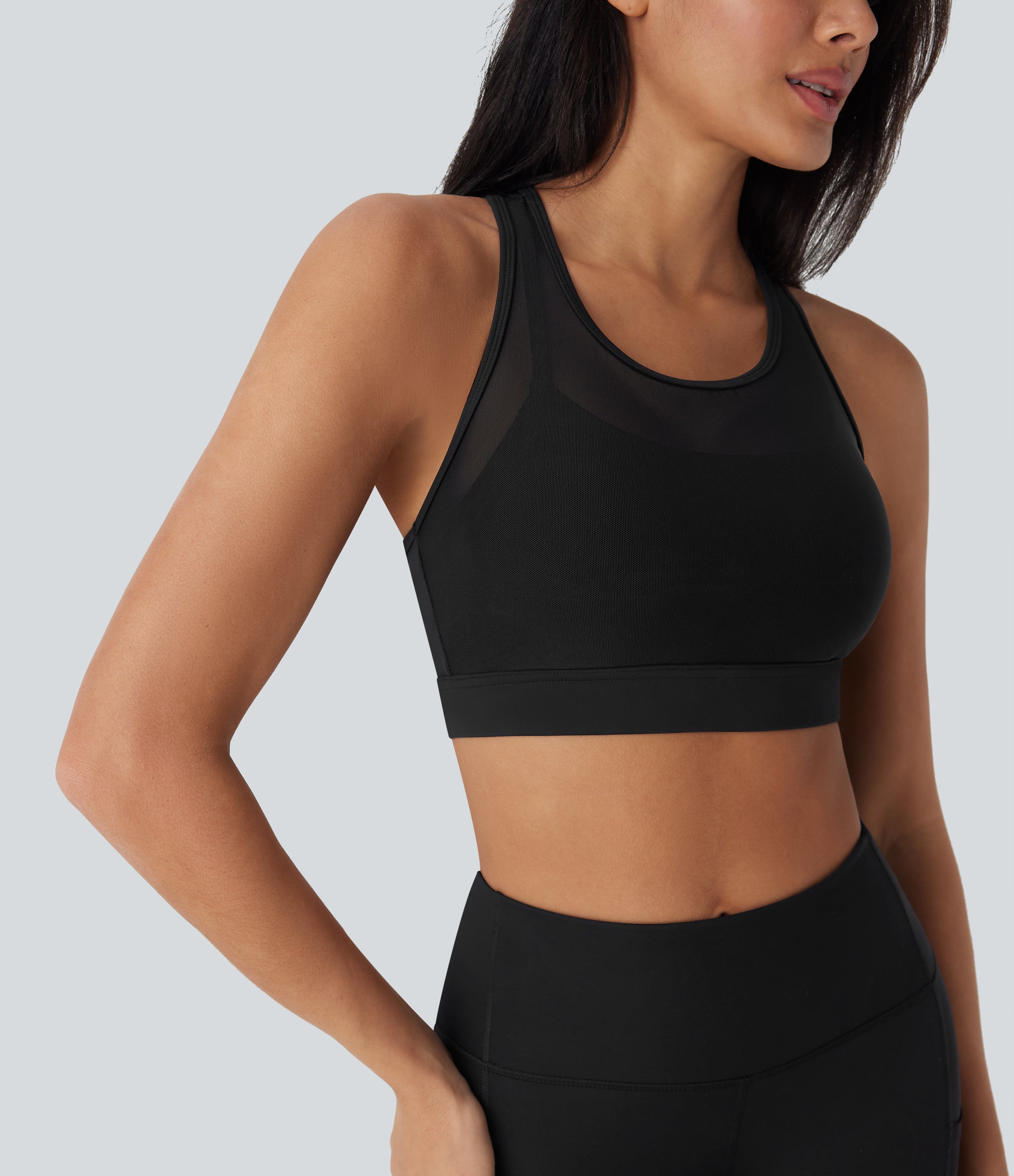SpeedWaveTM Medium Support Racerback Contrast Mesh Quick Dry Training Sports Bra