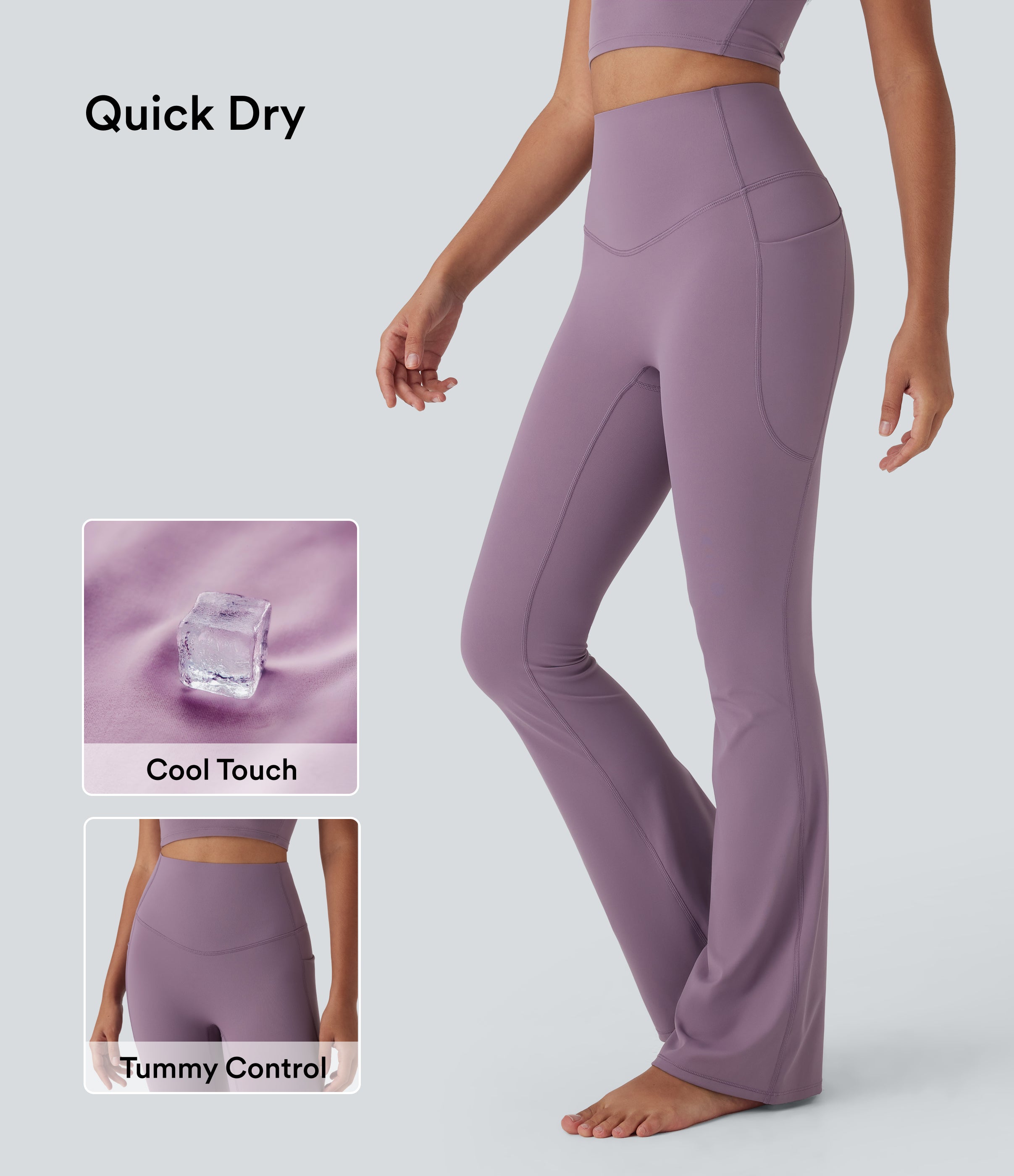 UltraSculptTM Cool Quick Dry SoCinched High Waisted Tummy Control Yoga Bootcut Leggings-UPF 50+ with Pockets
