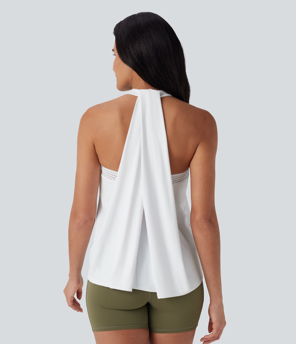 SoftlyZeroTM Airy Halter Draped Cool Touch Yoga Top-UPF50+