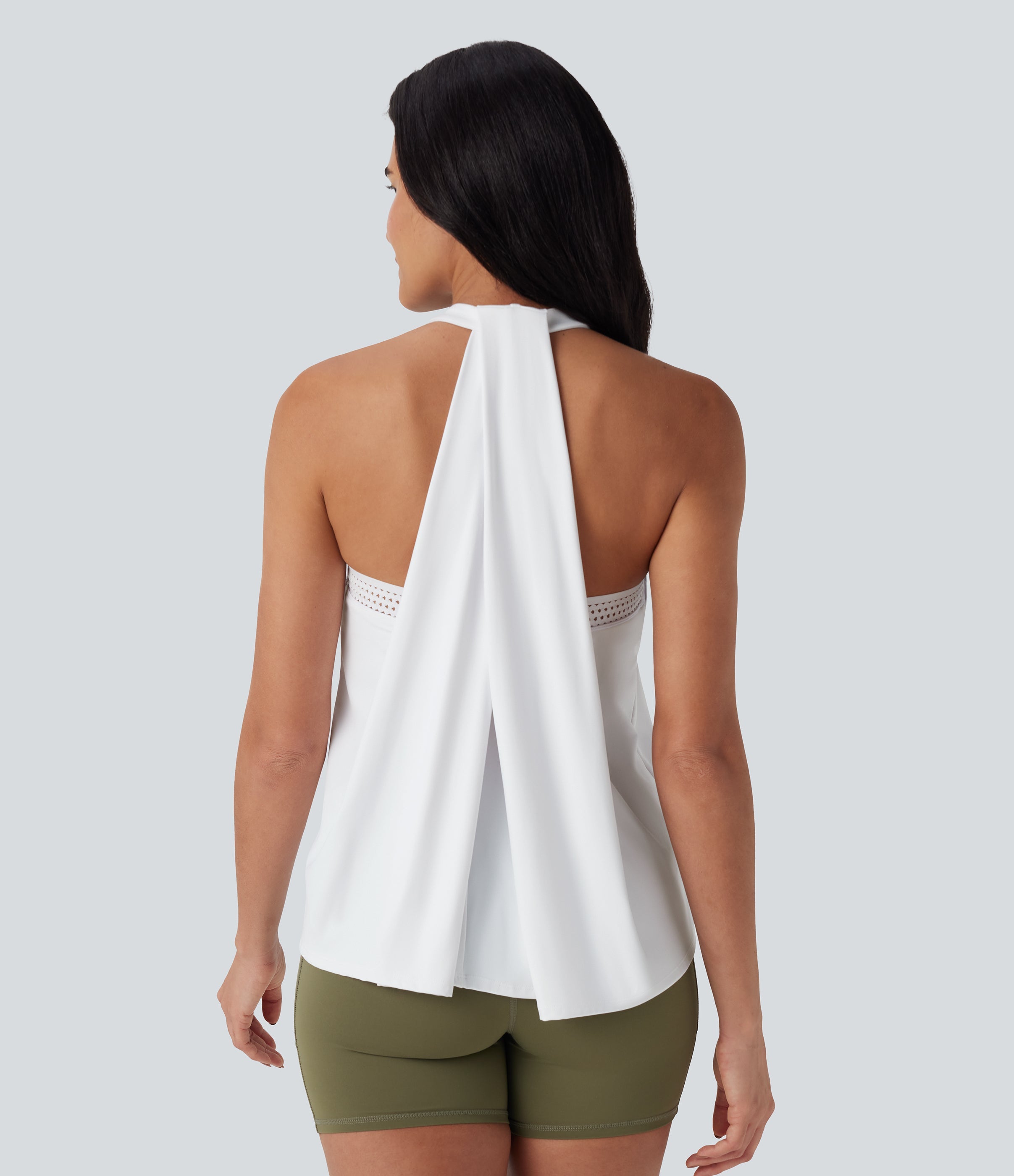 SoftlyZeroTM Airy Halter Draped Cool Touch Yoga Top-UPF50+