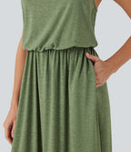 Maxi Flowy Slip Dress with Pockets