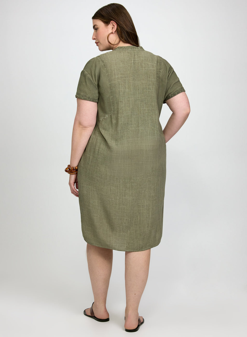 Linen-Blend Pocket Dress