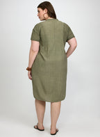 Linen-Blend Pocket Dress