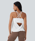 Double Straps Pleated Quick Dry Yoga Cami Top-D/DD/DDD/F Cups