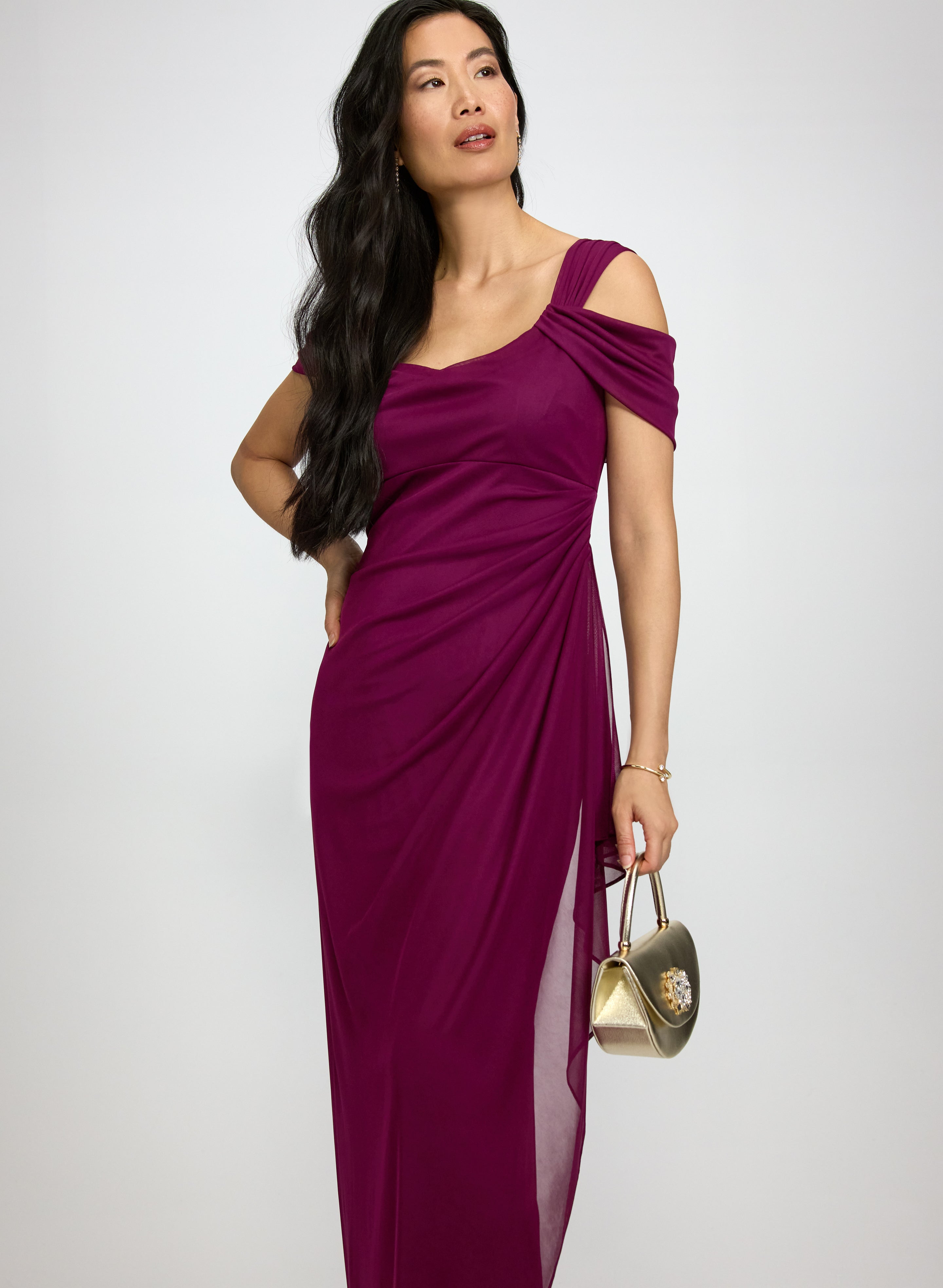 Mesh Cowl Neck Dress