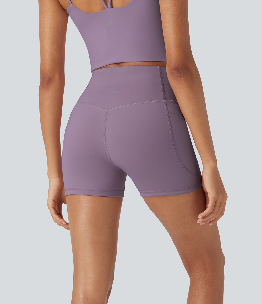 UltraSculptTM Cool Quick Dry SoCinched High Waisted Tummy Control Shaping Yoga Biker Shorts 3'' with Pockets-UPF50+