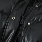 PU leather quilted jacket for women