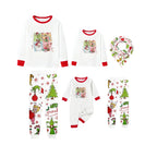 Family Christmas White Pajamas Set With Xmas Print
