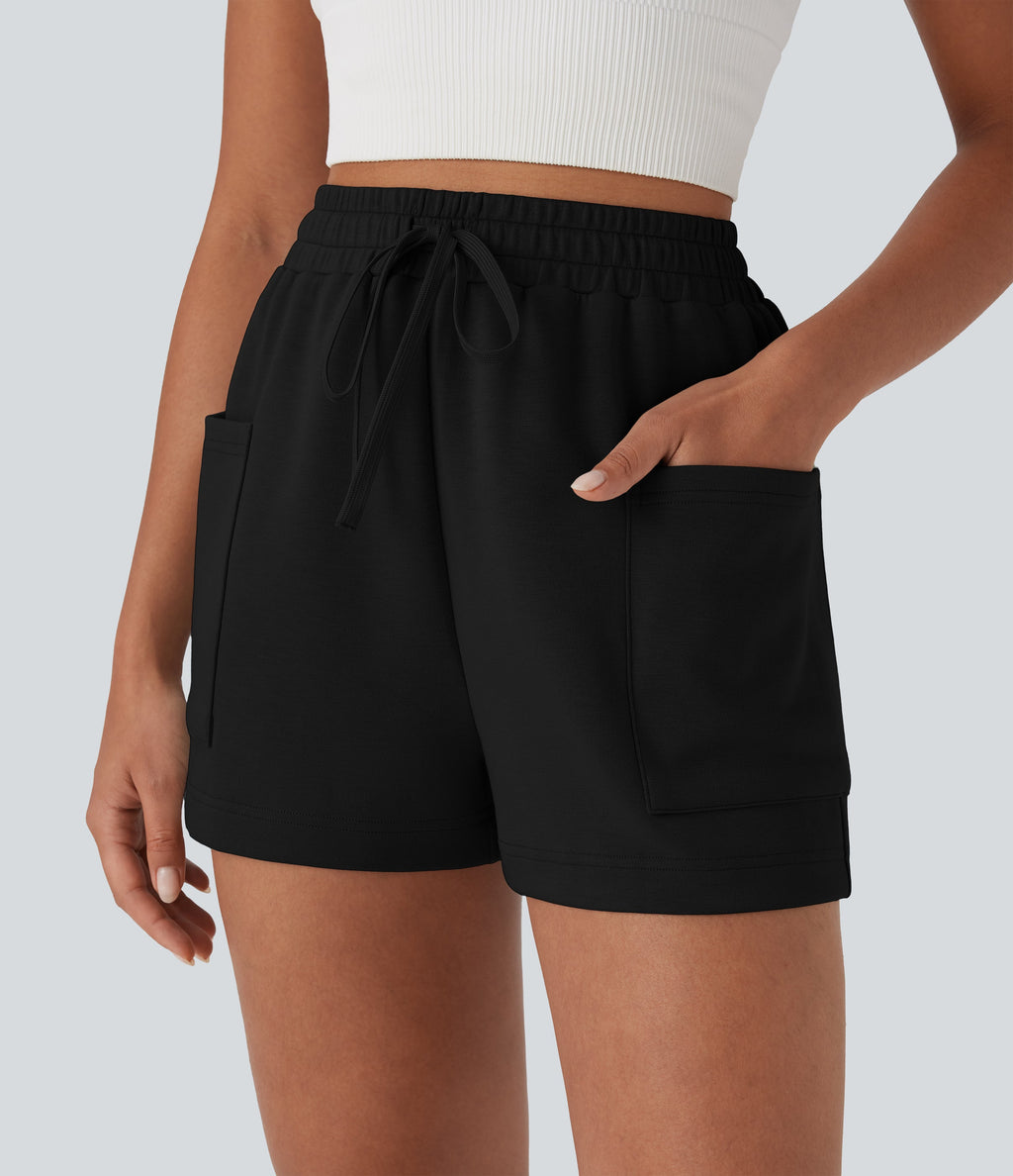 High Waisted Drawstring Casual Shorts with Pockets