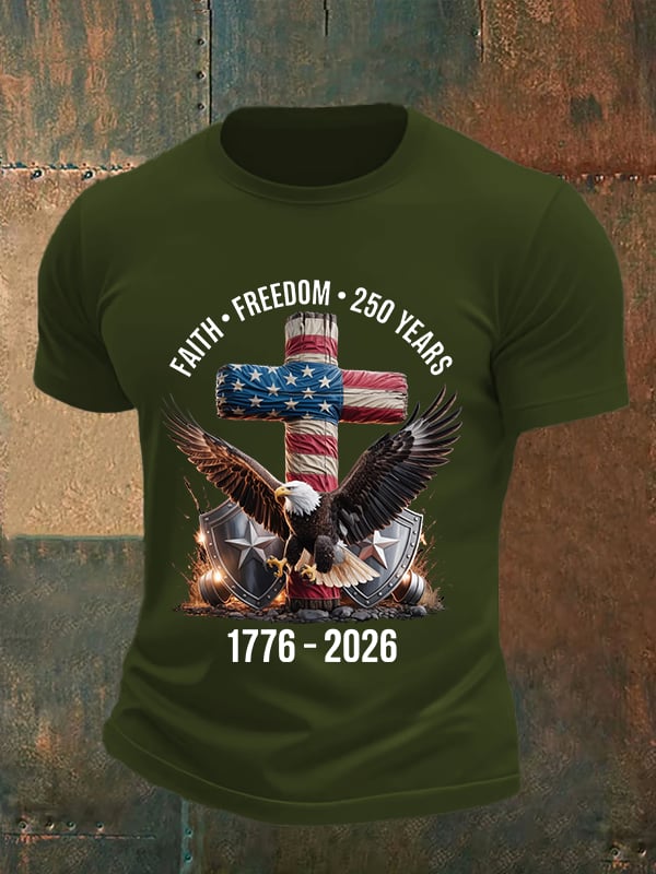 Men's  Faith-Freedom-Legacy 250 years strong Print T-Shirt