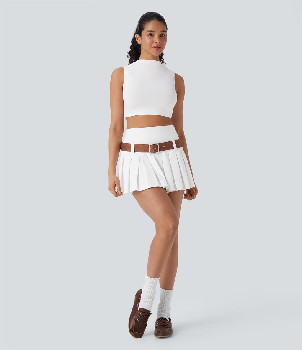 SoftlyZeroTM QuickDry High Waisted Pleated Mini 2-in-1 Skirt with Pocket-Front and Back Wearable