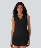 V Neck Wrapped Crisscross Lace Up Work Vest