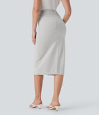High Waisted Tummy Control Butt Lifting Casual Bodycon Skirt with Built-in Shapewear Shorts