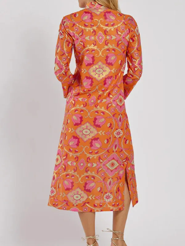 New🔥 Spring Foil Printed V-Neck Dress