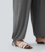 Plus Size Crossover High Waisted Drawstring Casual Joggers with Pockets